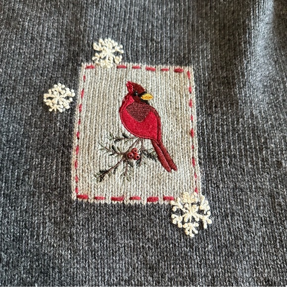 Croft & Barrow Christmas Zipper Cardigan with Cardinals - Picture 8 of 9